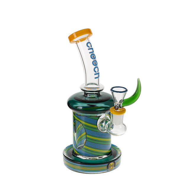8" Cheech Glass water pipe with showerhead perc and stripe design
