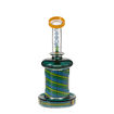 8" Cheech Glass water pipe with showerhead perc and stripe design. Back view.