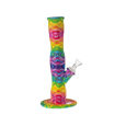 10" Rainbow print silicone bong. Side view.