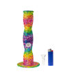 10" Rainbow print silicone bong. Front view.