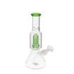 8" Beaker bong with UFO perc & green accents