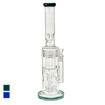 18" Bong with matrix percs, Swiss perc, ice pinch & teal accents