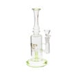 9" Diamond Glass bong with flared mouthpiece & lime green accents
