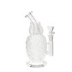 Clear pineapple water pipe with textured chamber, side view