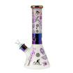 7mm frosted beaker bong with chrome Egyptian pattern. Side view.