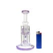 7" Dab rig w/ Swiss perc & purple accents. Front view.