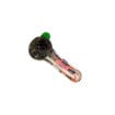 Green & peach-pink spoon pipe with frit and fumed glass