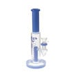 Diamond Glass straight tube bong w/ cylinder perc & periwinkle accents