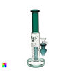 Diamond Glass straight tube bong w/ cylinder perc & teal accents.