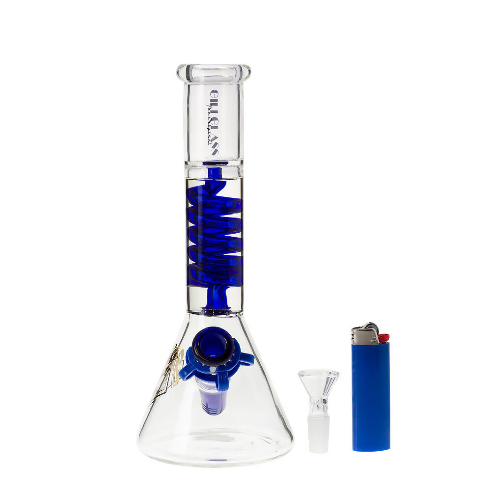 Gili Glass 9" Glycerin Coil Beaker Bong Smoking Outlet