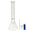 7mm Diamond Glass beaker bong with frosted etching. Front view.