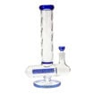 Gili Glass Turbine Inline perc 7mm Bong w/ blue accents. Side view.