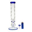 Gili Glass Turbine Inline perc 7mm Bong w/ blue accents. Front view.
