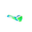 blue, green & white silicone spoon pipe w/ metal bowl & cover