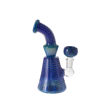 7" Water pipe with opaque royal blue ripple pattern. Side view.