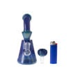 7" Water pipe with opaque royal blue ripple pattern. Front view.