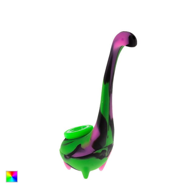 Multicolor silicone dinosaur bubbler pipe