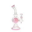 8" Cali Cloudx Pink Disco Ball water pipe. Side view.