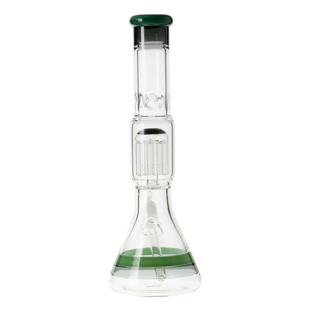 Striped Double Chamber 7mm Beaker Bong Smoking Outlet
