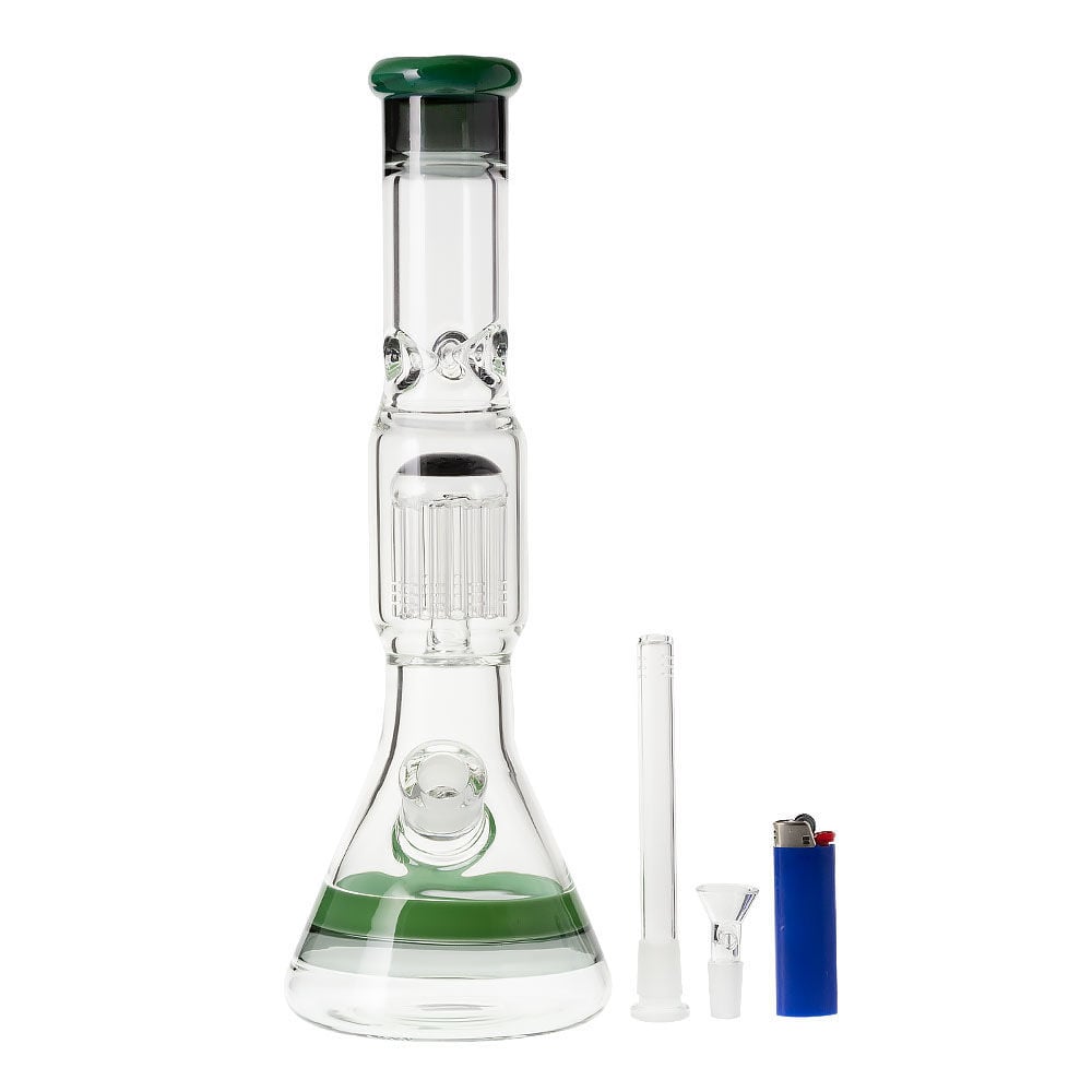 Striped Double Chamber 7mm Beaker Bong Smoking Outlet