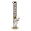 Gili Glass frosted straight tube bong w/ gold gear accents