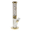 Gili Glass frosted straight tube bong w/ gold leaf accents