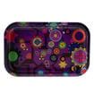 Purple large rolling tray with colorful gear design