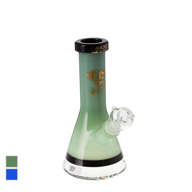 Diamond Glass 8" mint green beaker bong w/ gold logos