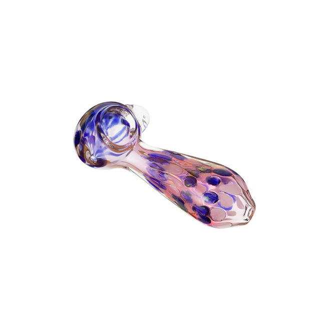 Pink & blue fumed glass spoon pipe