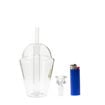 clear gili glass drink cup bong. front view.