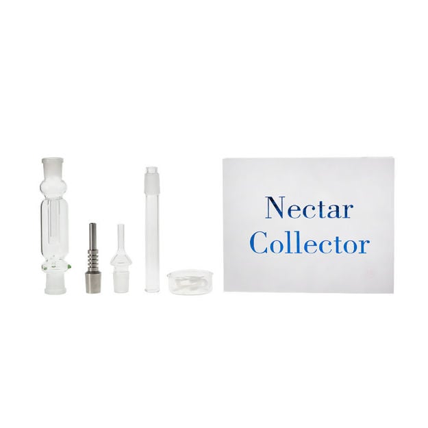 Glass nectar collector water pipe with titanium and quartz tips