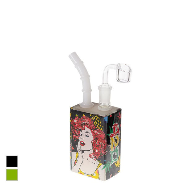 cartoon pin-up girl design juice box dab rig