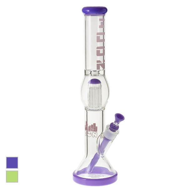 Icon Glass purple double chamber bong with tree perc