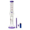 Icon Glass purple double chamber bong with tree perc. front view.