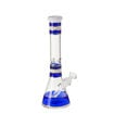 blue 12 inch striped beaker bong with ice pinch & downstem