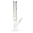 Diamond Glass clear frosted 9mm straight tube bong. side view.