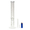 Diamond Glass clear frosted 9mm straight tube bong. front view.