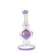 Diamond Glass purple 8" sphere cone perc Bong. back view.