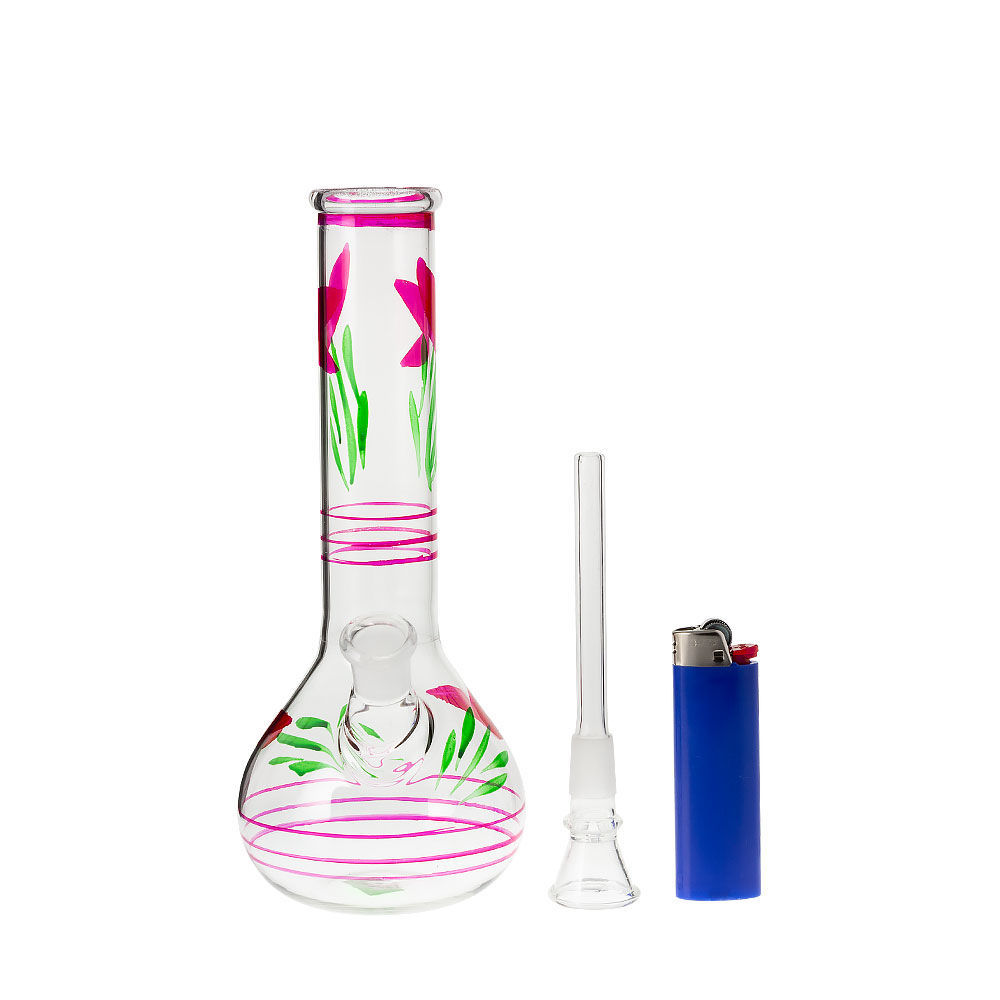 The Flower Vase 8" Clear Glass Bong Smoking Outlet