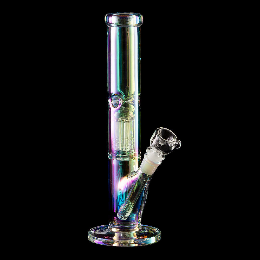 Iridescence Double Chamber Straight Tube Bong Smoking Outlet