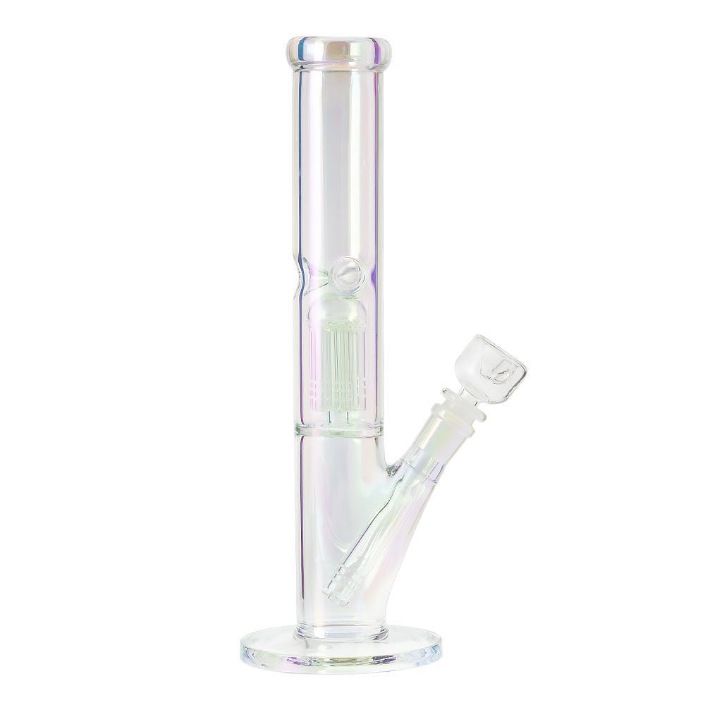Iridescence Double Chamber Straight Tube Bong Smoking Outlet