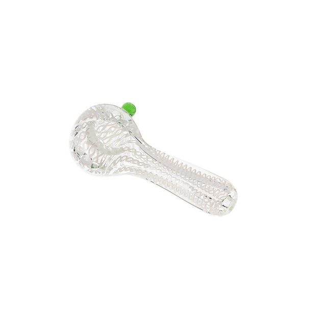 White Lace – 4" Glass Spoon Pipe 