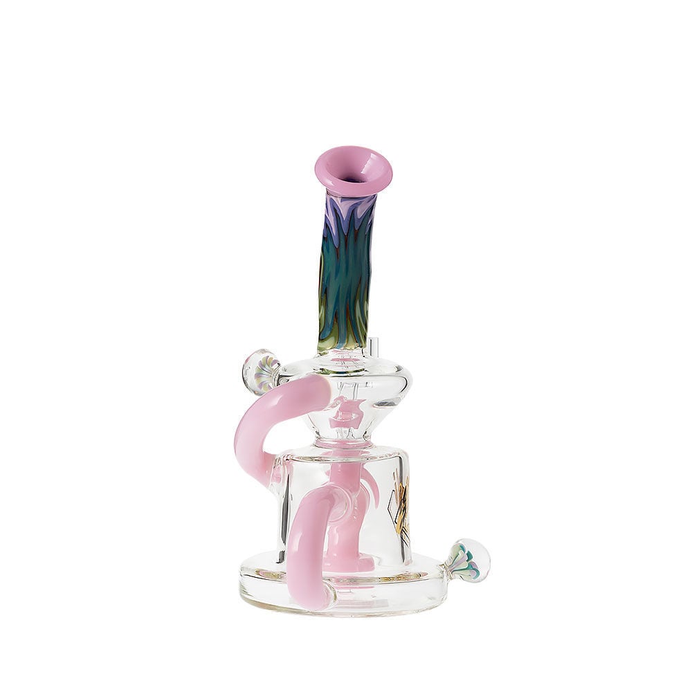 Gili Glass - Trippy Pink Klein Recycler Dab Rig | Smoking Outlet