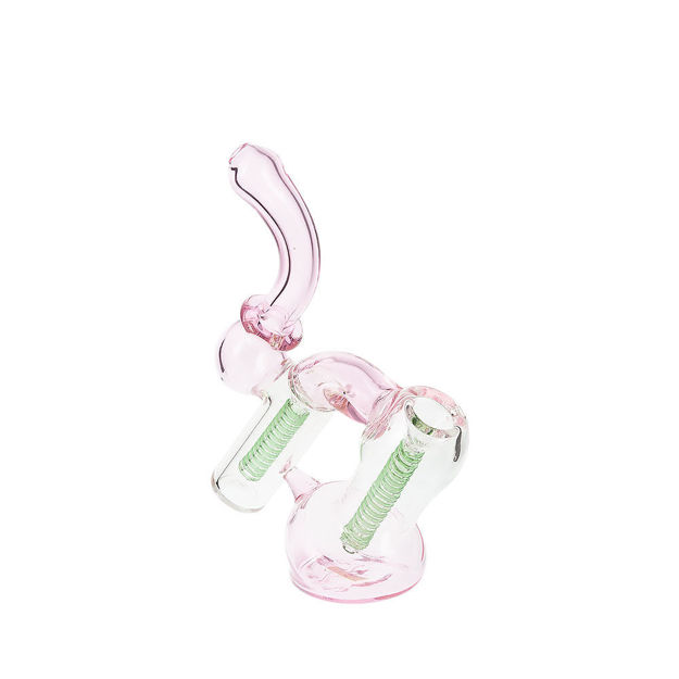 Pretty in Pink – Glass Double Bubbler Pipe
