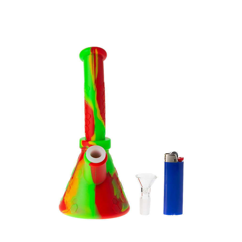 Bent Beaker 8" Colorful Silicone Bong Smoking Outlet