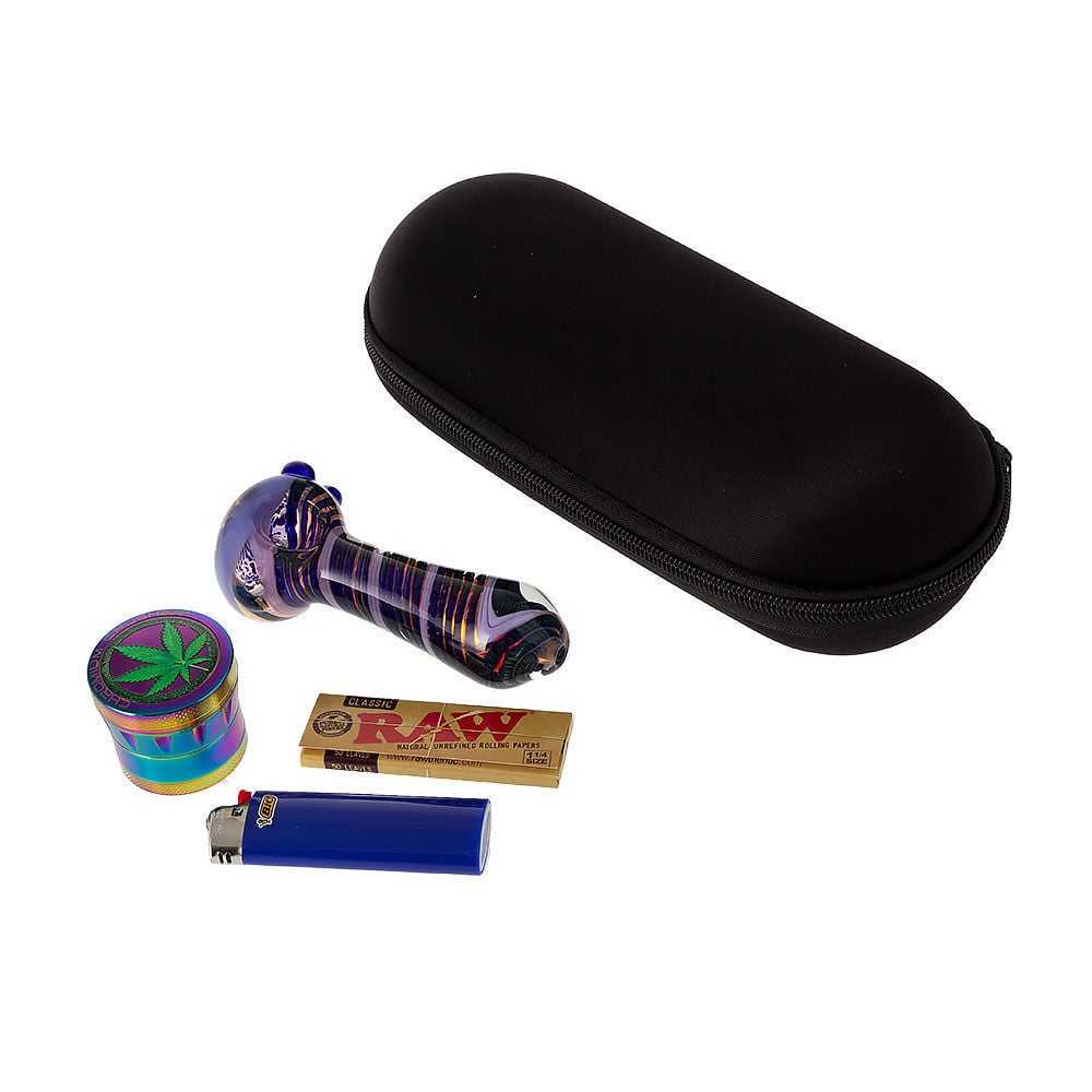 Smoking Travel Kit Pipe, Grinder, Papers & Lighter Smoking Outlet