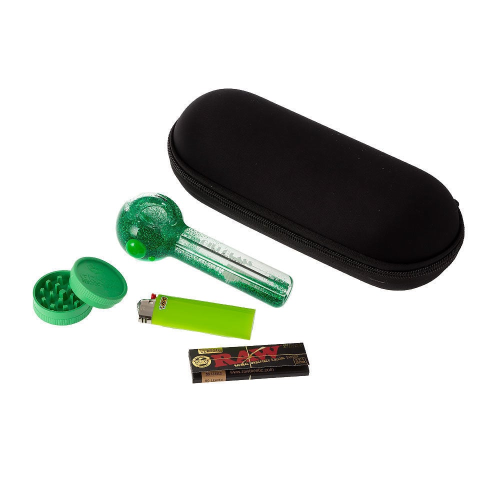 Smoking Travel Kit Pipe, Grinder, Papers & Lighter Smoking Outlet