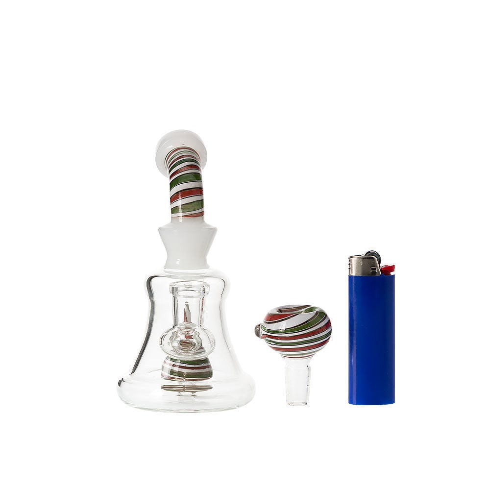 Candy Cane Swirl 5.5" Percolator Mini Bong Smoking Outlet