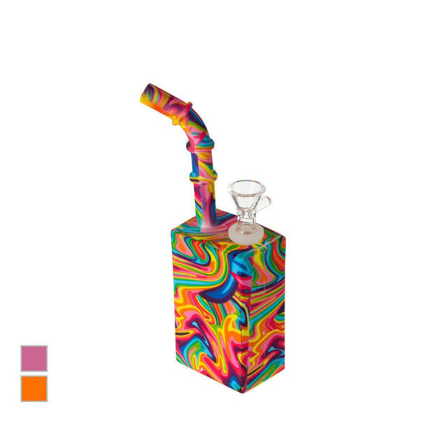 Rainbow Wave – 8" Silicone Juice Box Bong