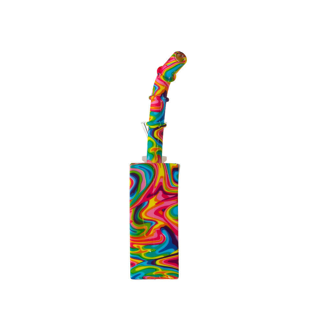 Rainbow Wave 8" Silicone Juice Box Bong Smoking Outlet